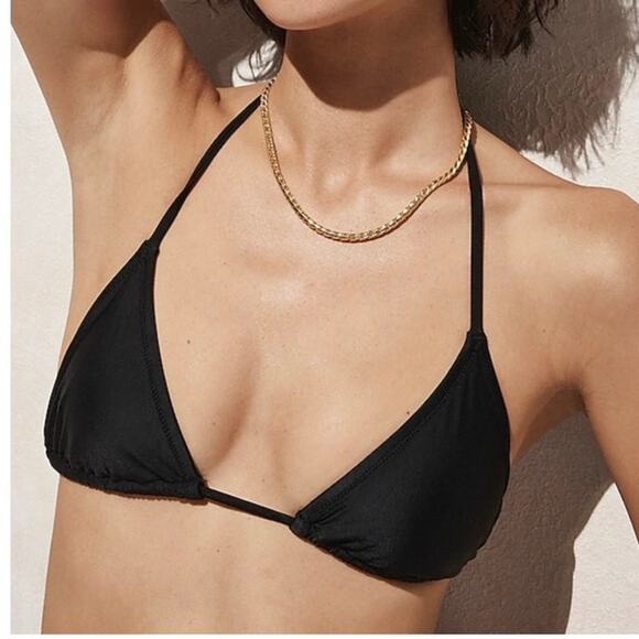 J. Crew NWT Black Triangle Tie Neck Bikini Top Size XXL - Picture 1 of 4